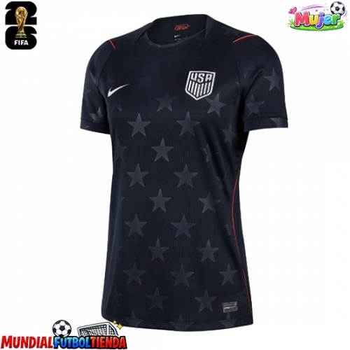 Camiseta Estados Unidos Segunda Equipación Replica Mundial 2026 para mujer mangas cortas